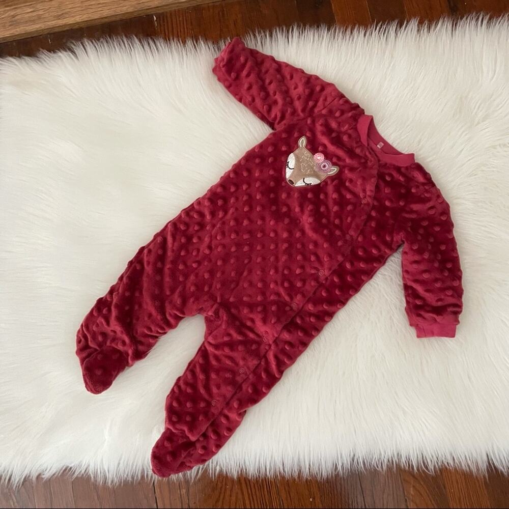 Baby Footie Pajamas Cozy Fleece Burgundy - Picture 2 of 4